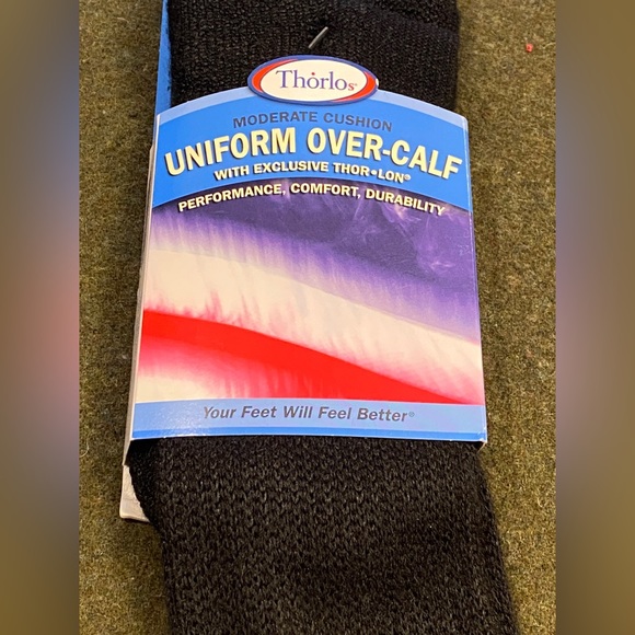 NEW-Thorlos Uniform Over-Calf Socks Unisex Large-Men 9-12.5 Women 10.5-13, Black - Picture 2 of 5